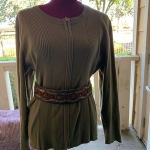 Style and Co army green cardigan sz XL